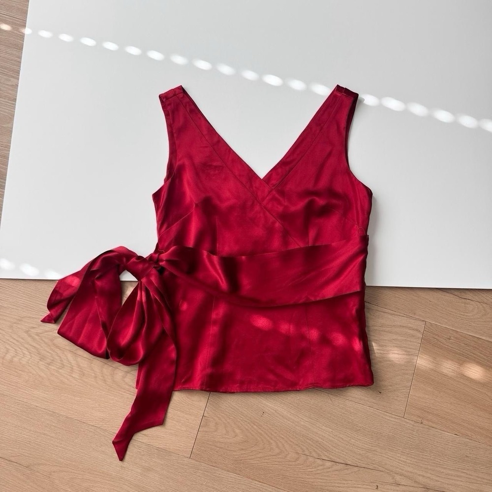 Ann Taylor Silk Tank Top Small Red Wrap Y2K 6 Chic